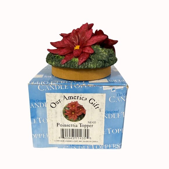 Christmas Poinsettia Candle Topper Decorative Festive Holiday Yankee Candle 3 In - Picture 2 of 16